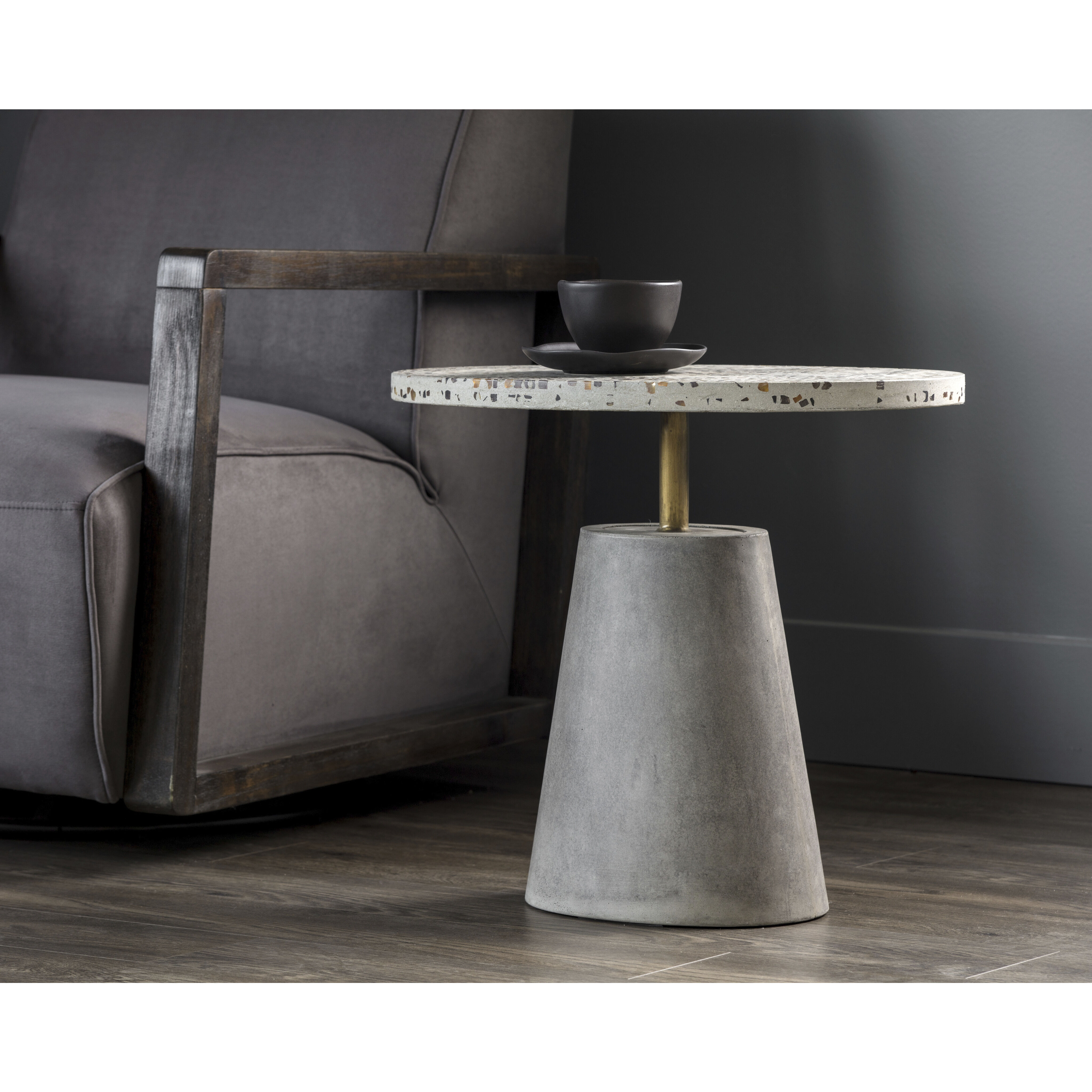 Carment 22.75 X 19.5 inch Terrazzo / Grey Side Table